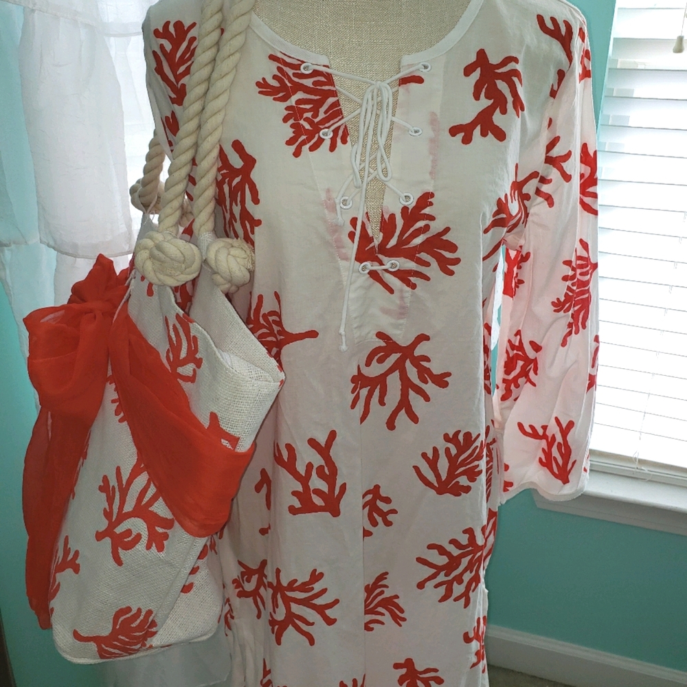 Mud Pie Beach Cover-up w/matching Bag